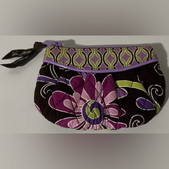 Vera Bradley Purple Punch Coin Purse Brown Purple Green Excellent Condition - Picture 5 of 10